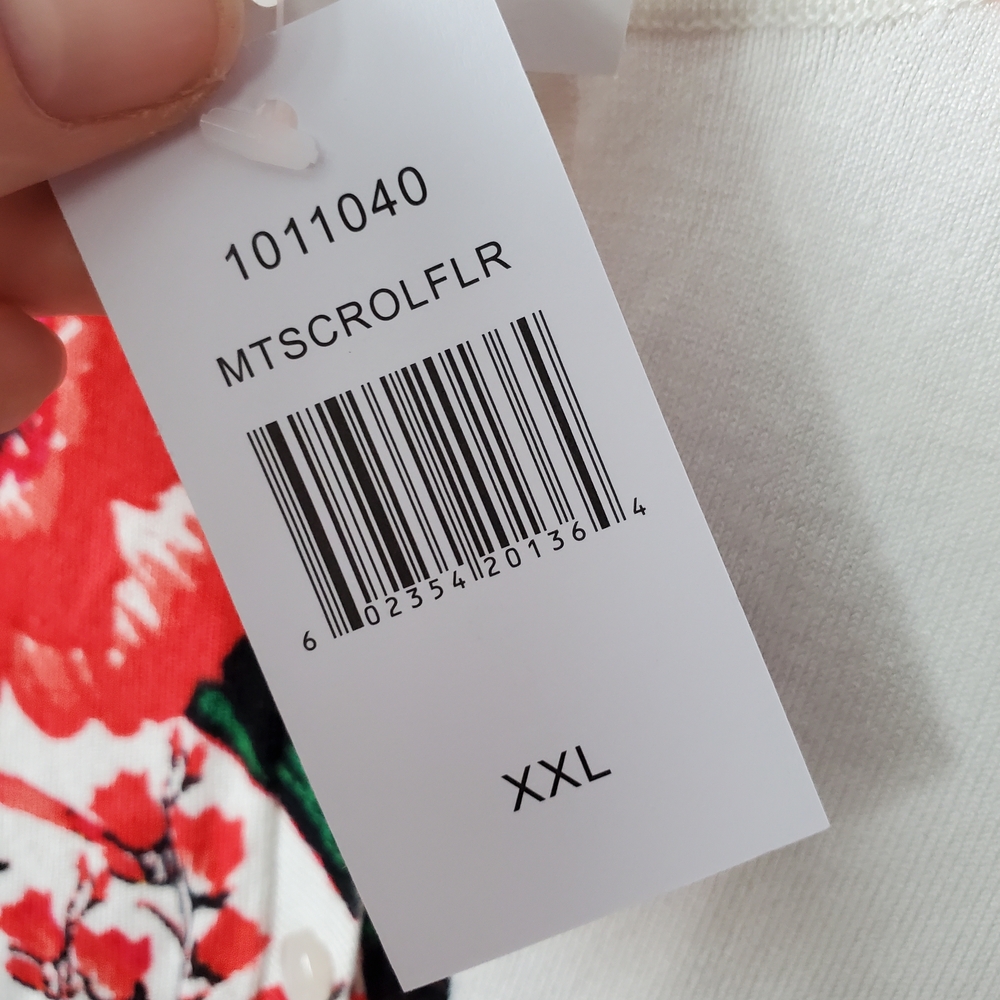 Womens XXL Cable & Gauge Floral Cardigan - White and Red - Picture 3 of 11